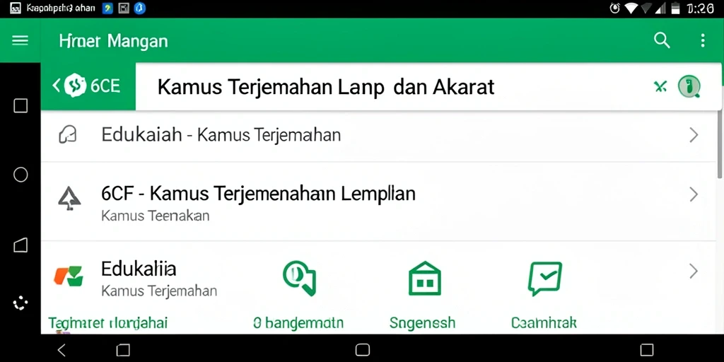 Tampilan antarmuka 6CF yang modern dan fungsional untuk Kamus Terjemahan.