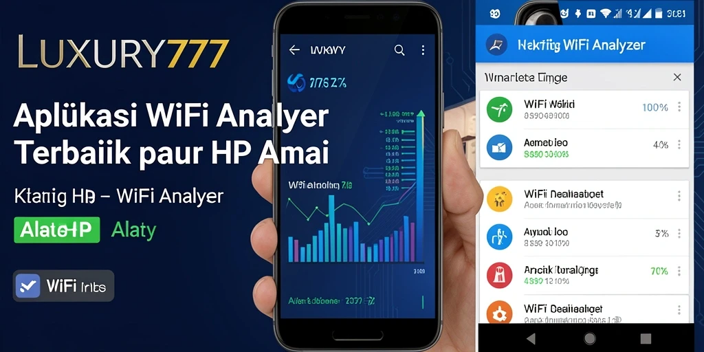 Antarmuka aplikasi LUXURY777 menampilkan analisis jaringan WiFi secara jelas.