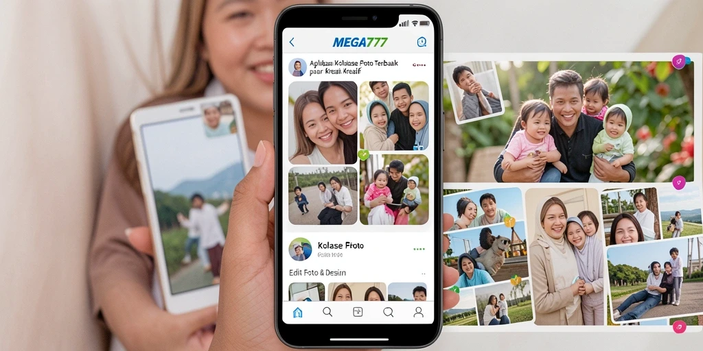 Antarmuka MEGA777 yang intuitif untuk membuat kolase foto.