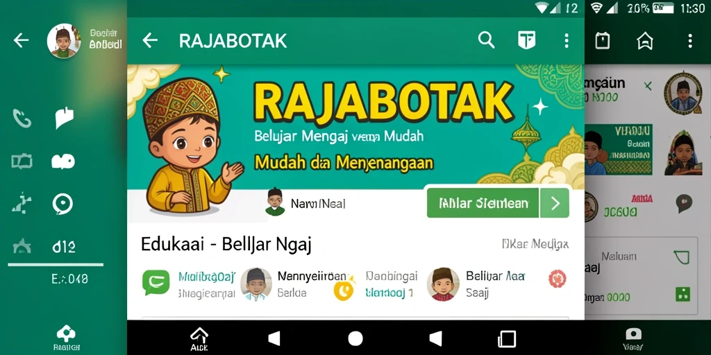 Tampilan antarmuka aplikasi RAJABOTAK untuk Belajar Ngaji.