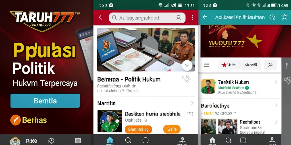 Antarmuka TARUH777 menampilkan berita politik dan hukum yang informatif.